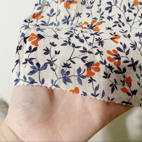 M Aerie Floral Swing Shoulder Tie Sleeveless Semisheer Blouse - Picture 6 of 8